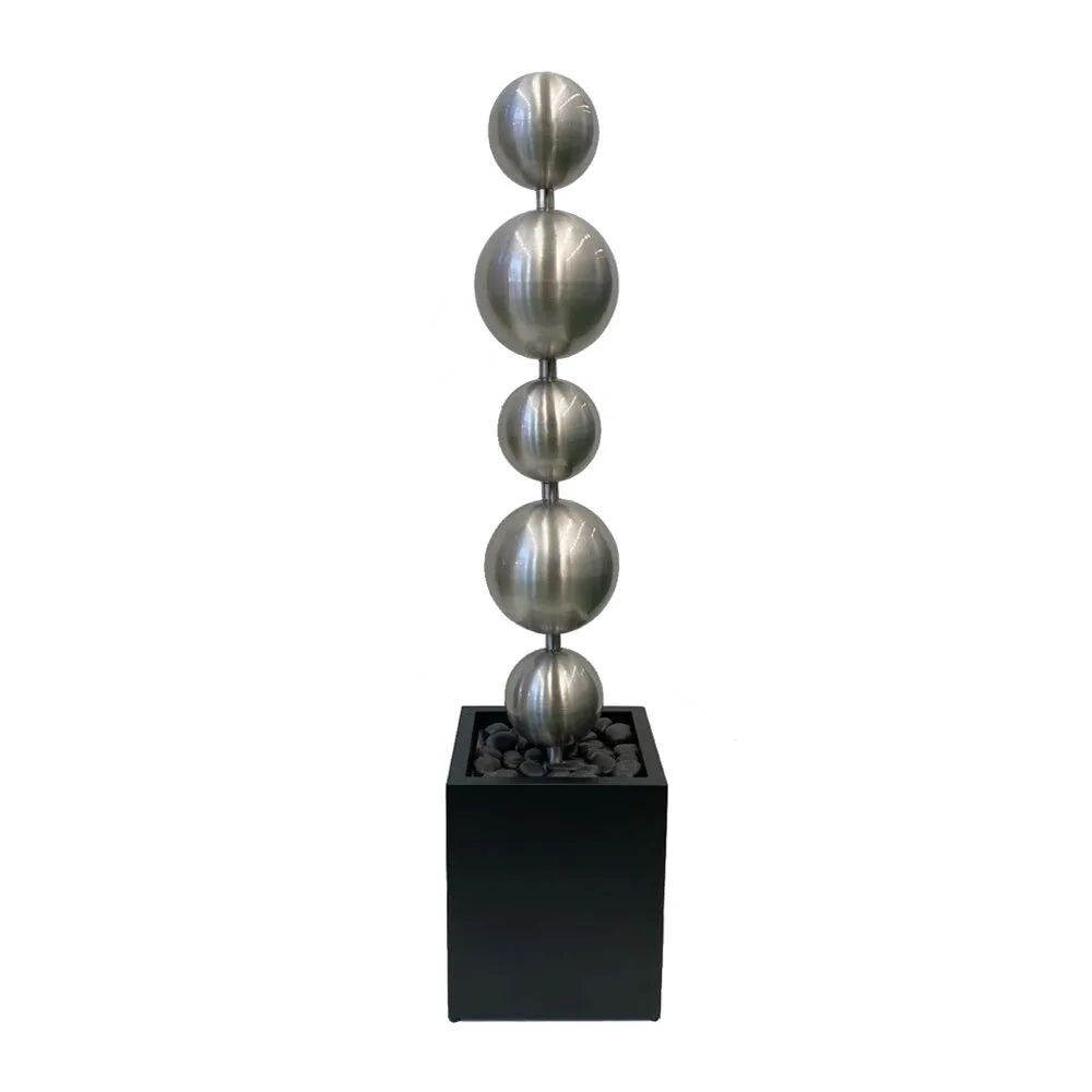 Modern Minimalist Steel Sphere Column Water Feature