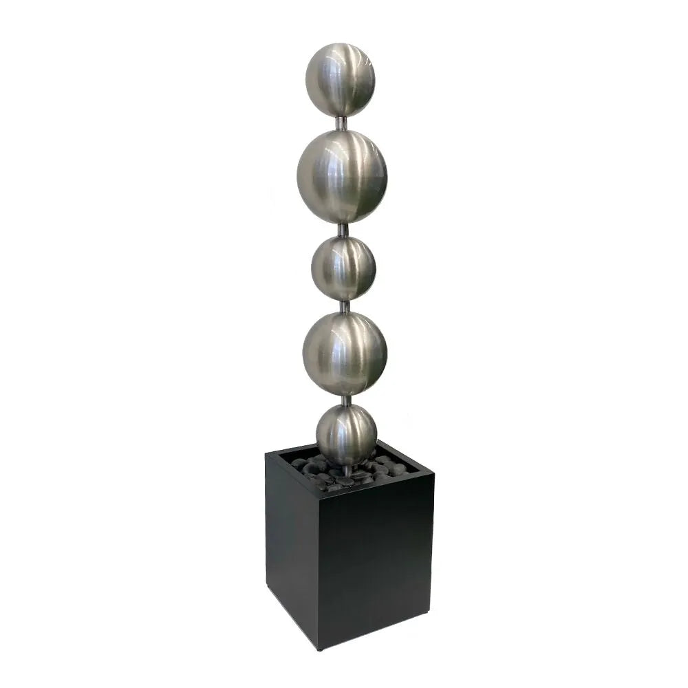 Modern Minimalist Steel Sphere Column Water Feature