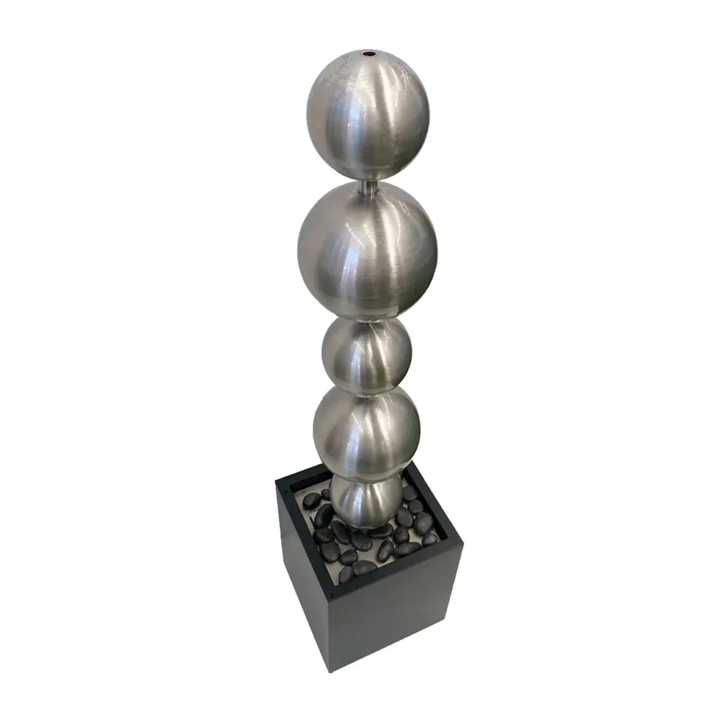 Modern Minimalist Steel Sphere Column Water Feature