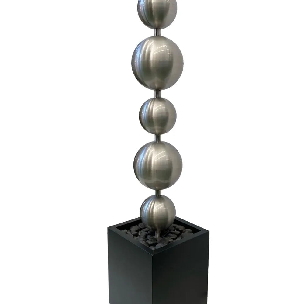 Modern Minimalist Steel Sphere Column Water Feature
