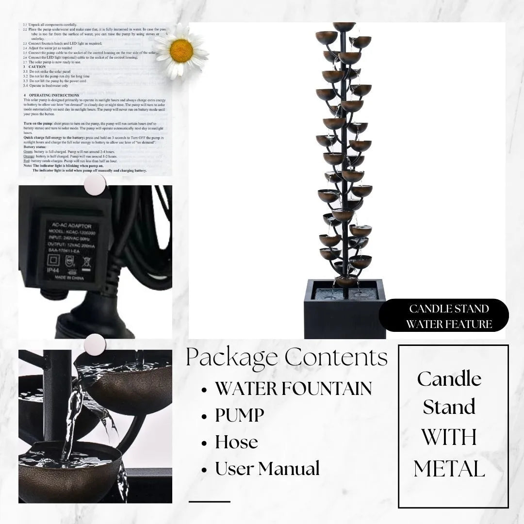 Cascading Vertical Bowls Tower Water Feature