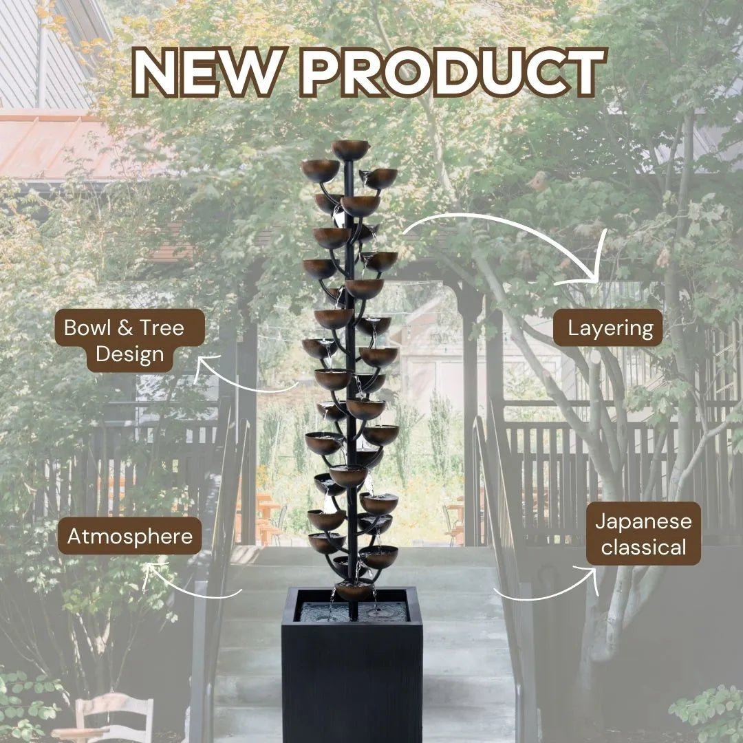Cascading Vertical Bowls Tower Water Feature