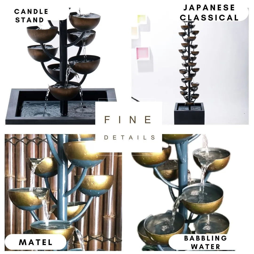 Cascading Vertical Bowls Tower Water Feature