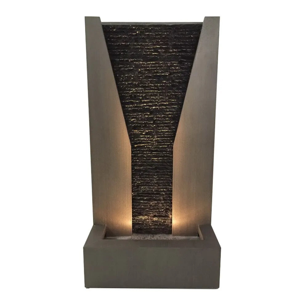 Modern Vertical Wall Water Feature with LED Lighting