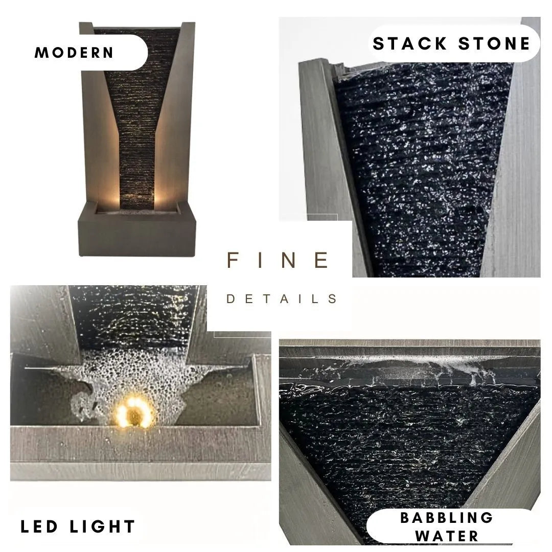 Modern Vertical Wall Water Feature with LED Lighting