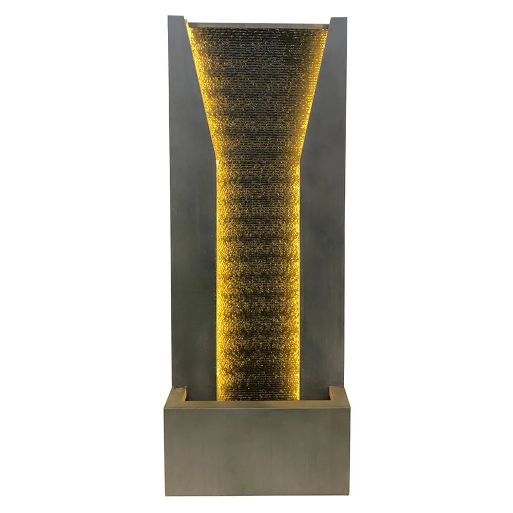 Modern Tall  Wall Water Feature with LED Lighting