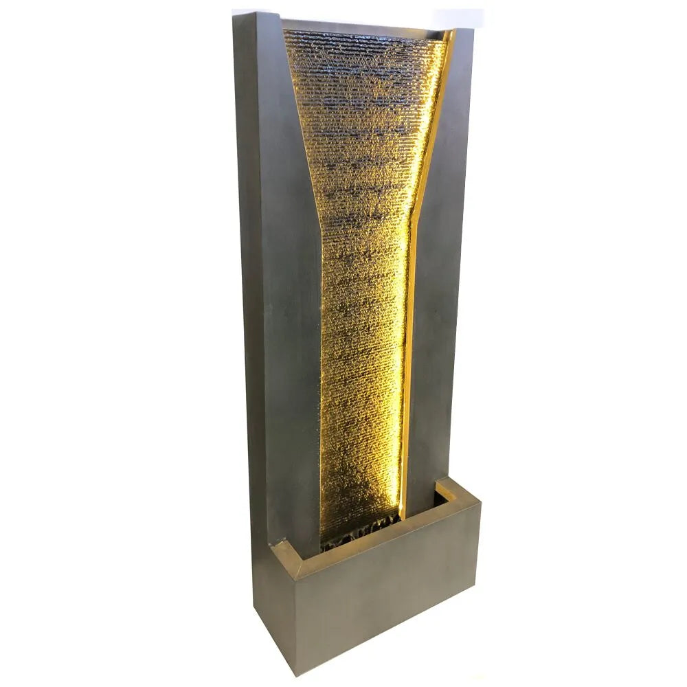 Modern Tall  Wall Water Feature with LED Lighting