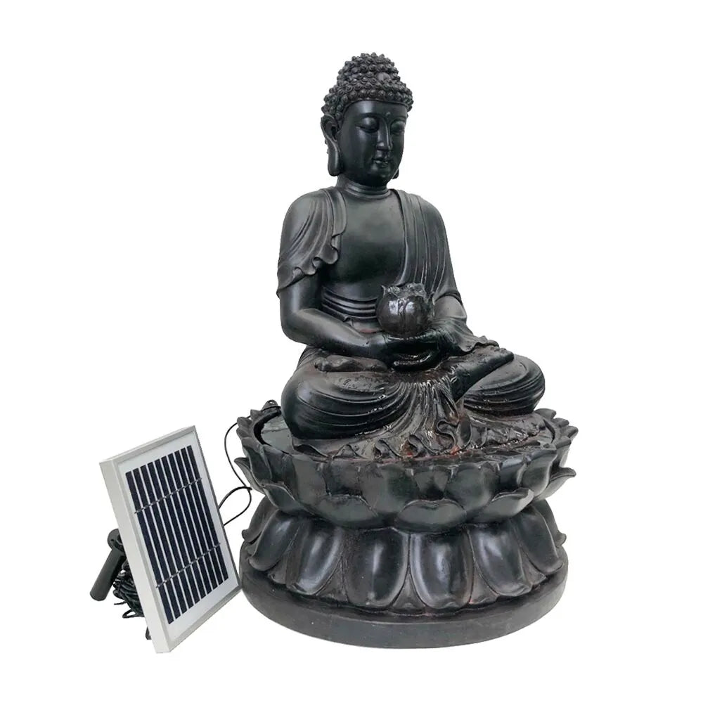 Solar powered Buddha LED Light Water Feature
