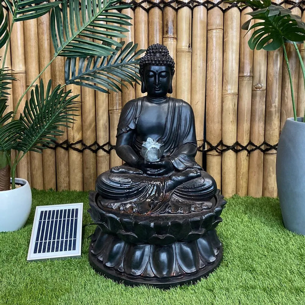Solar powered Buddha LED Light Water Feature