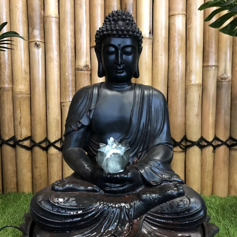 Solar powered Buddha LED Light Water Feature