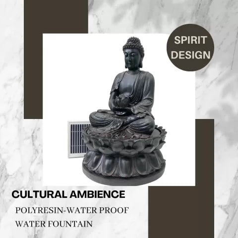 Solar powered Buddha LED Light Water Feature