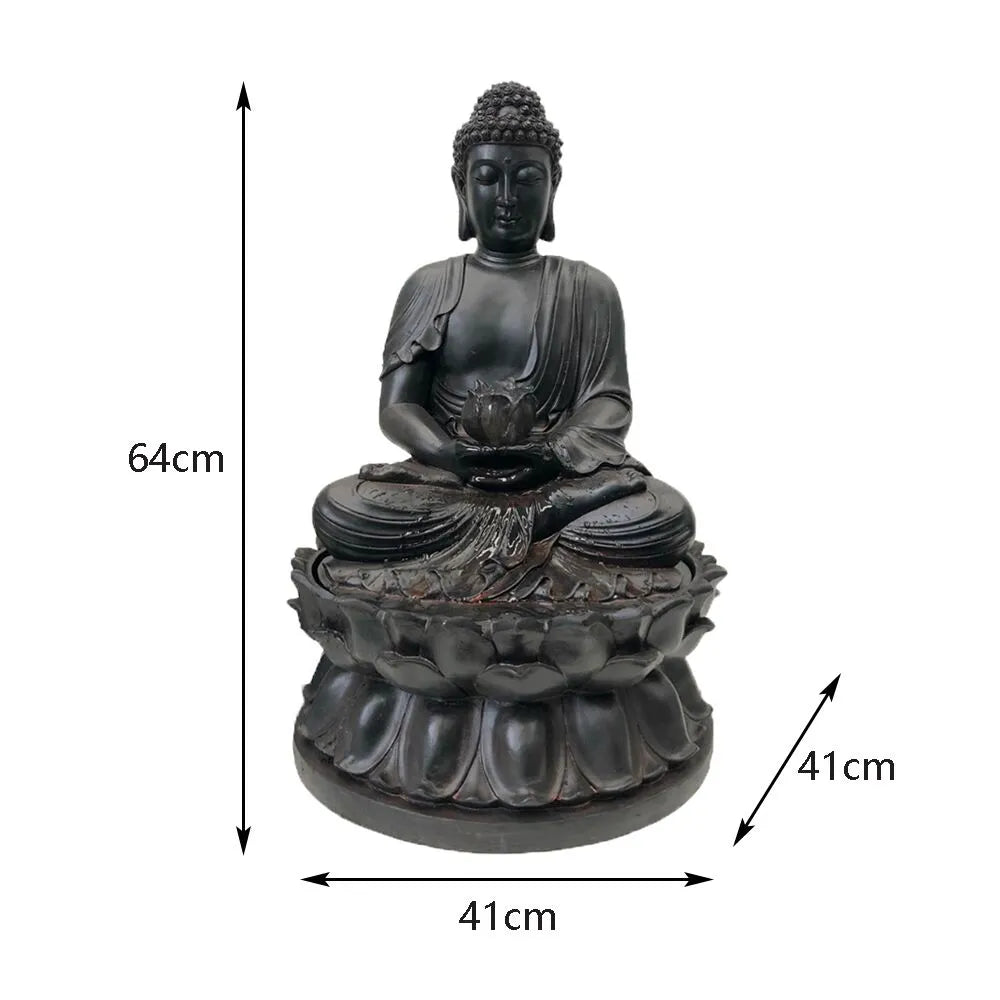 Solar powered Buddha LED Light Water Feature