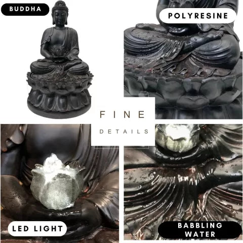 Solar powered Buddha LED Light Water Feature