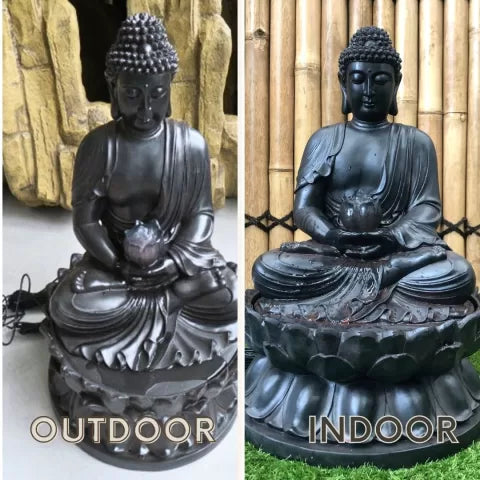 Solar powered Buddha LED Light Water Feature