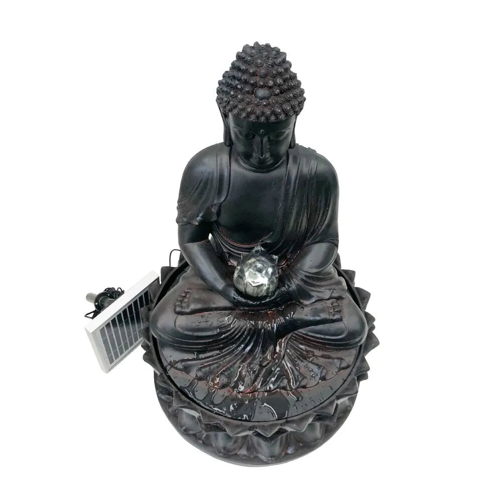 Solar powered Buddha LED Light Water Feature