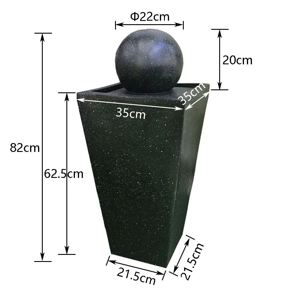 Solar Sphere Pedestal Water Feature with LED Light