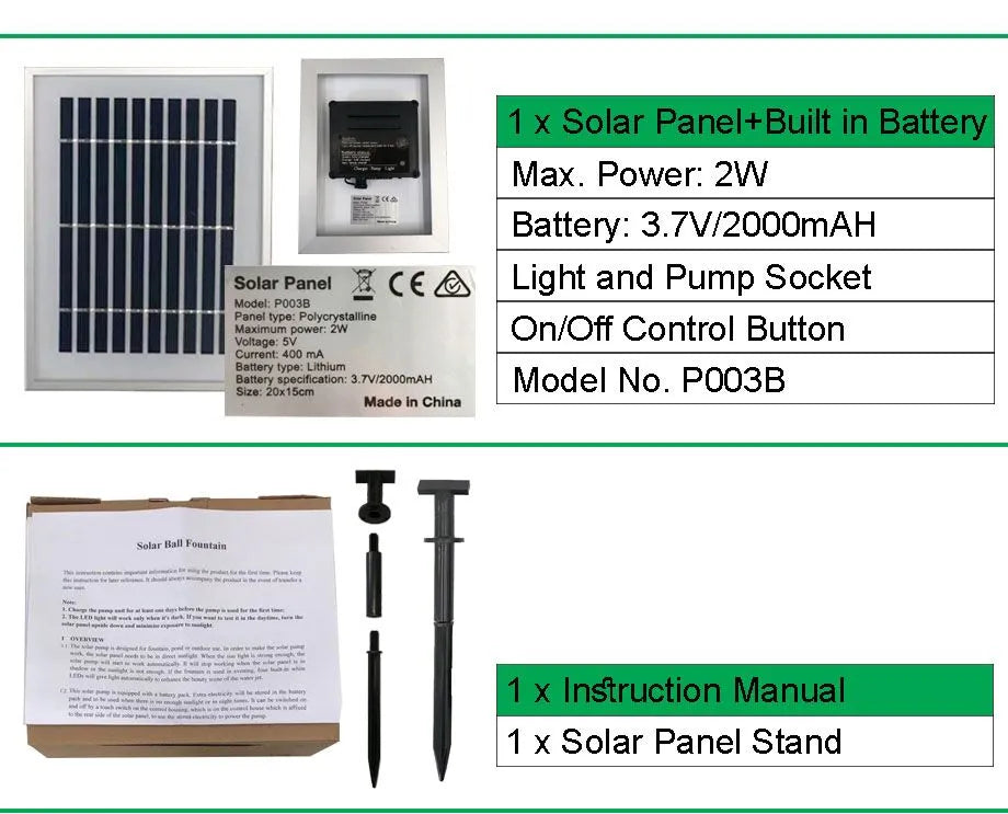 Solar Sphere Pedestal Water Feature with LED Light