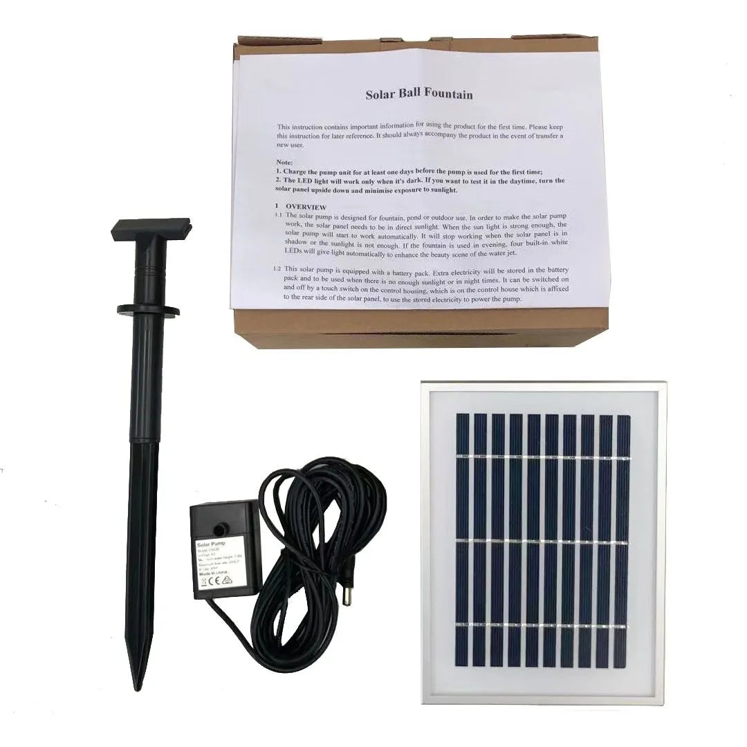 Solar Sphere Pedestal Water Feature with LED Light