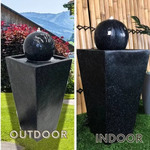 Solar Sphere Pedestal Water Feature with LED Light