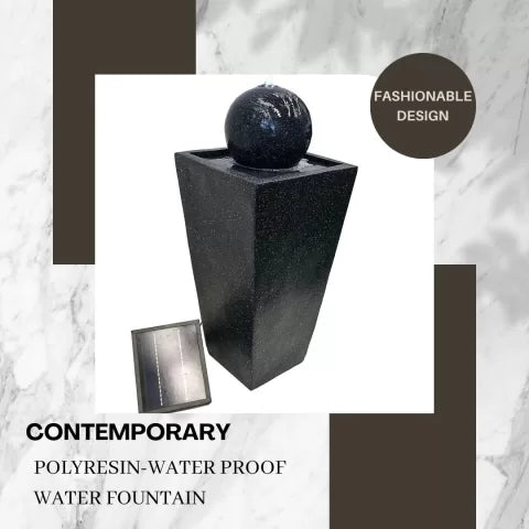 Solar Sphere Pedestal Water Feature with LED Light