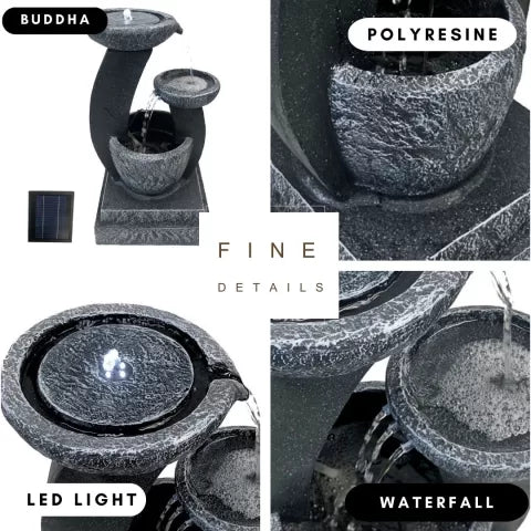 3 Teired Natural Stone Cascade LED Light Water Feature