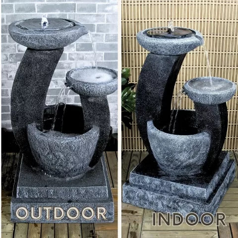 3 Teired Natural Stone Cascade LED Light Water Feature