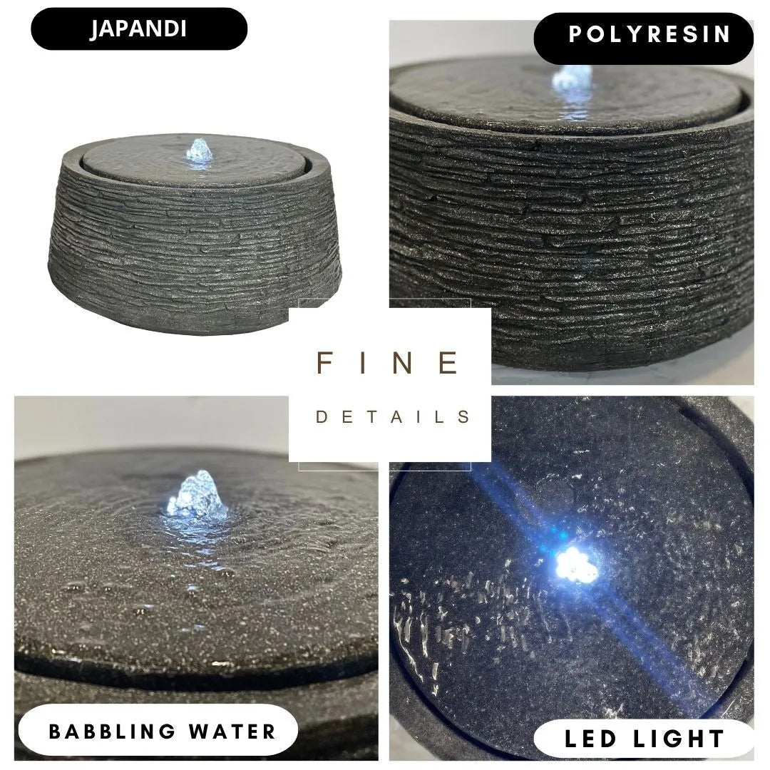 Bubbling Stone Finish LED Light Water Feature