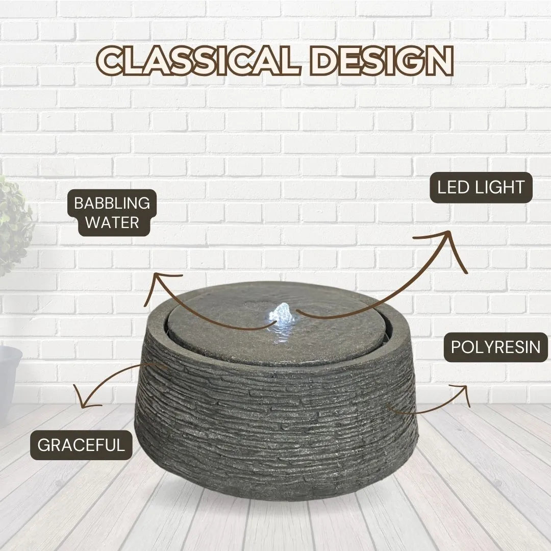 Bubbling Stone Finish LED Light Water Feature