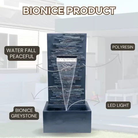 Meliora Stone Finish LED Light Wall Water Feature