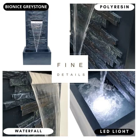 Meliora Stone Finish LED Light Wall Water Feature