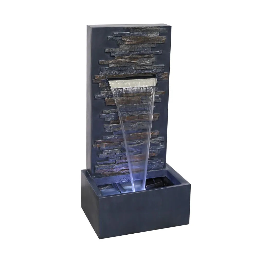 Meliora Stone Finish LED Light Wall Water Feature