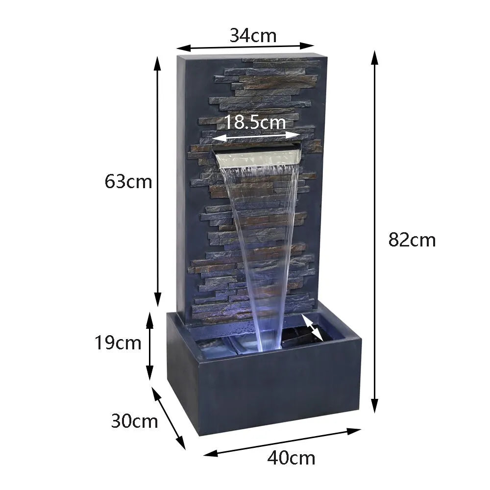 Meliora Stone Finish LED Light Wall Water Feature