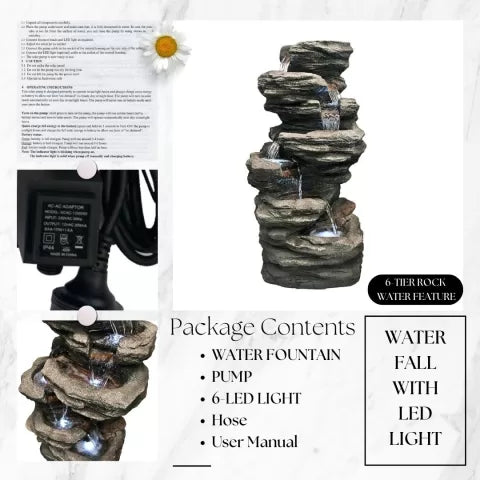 Driftora Rock Cascading LED Light Water Feature