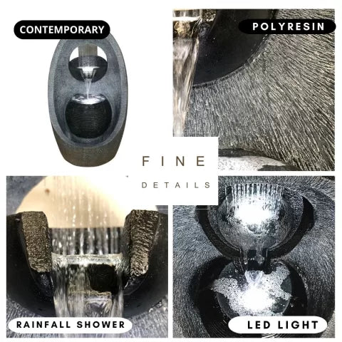 Modern Rain Curtain Bowl Water Feature with LED Light