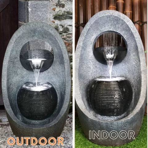 Modern Rain Curtain Bowl Water Feature with LED Light