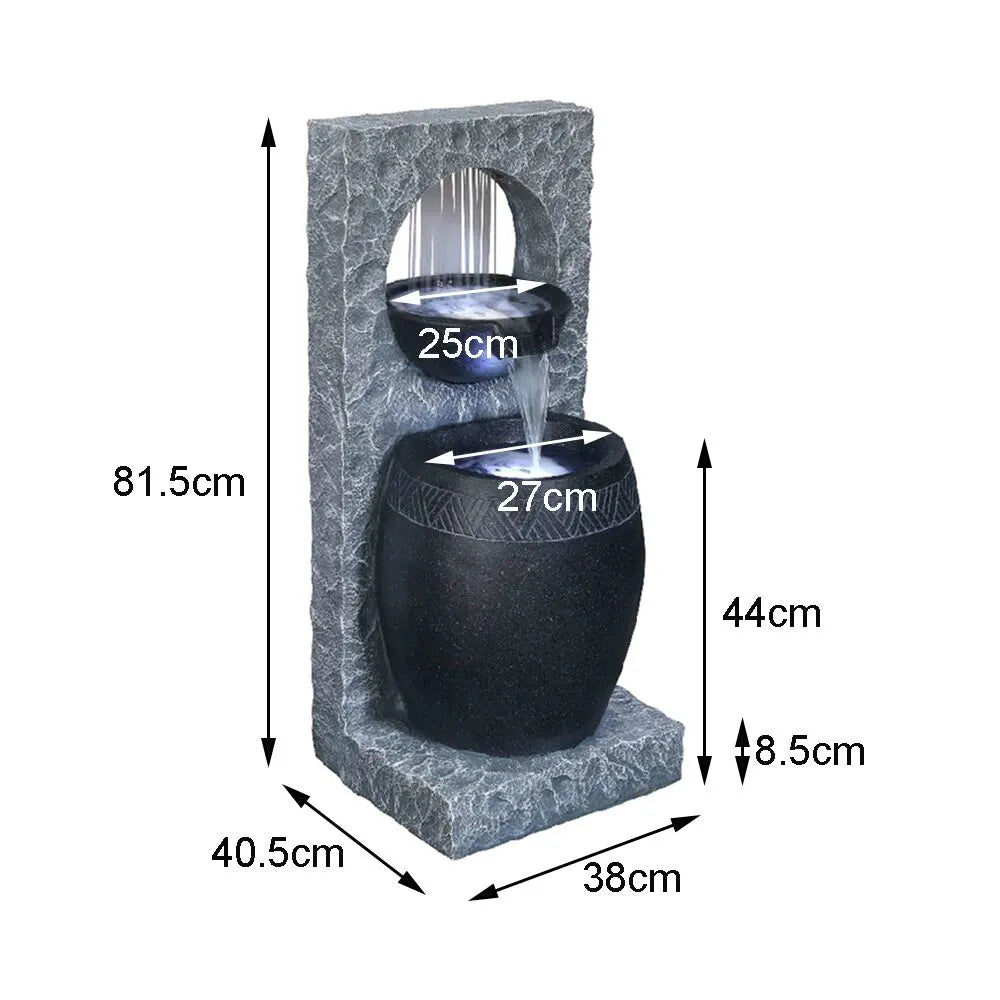 Rain Curtain Stone LED Wall Water Feature with Bowls