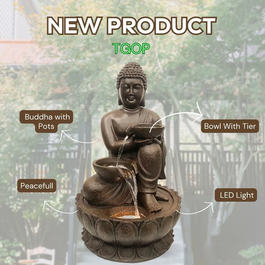Buddha Cascading Bowls LED Light Water Feature