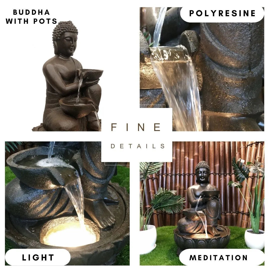 Buddha Cascading Bowls LED Light Water Feature