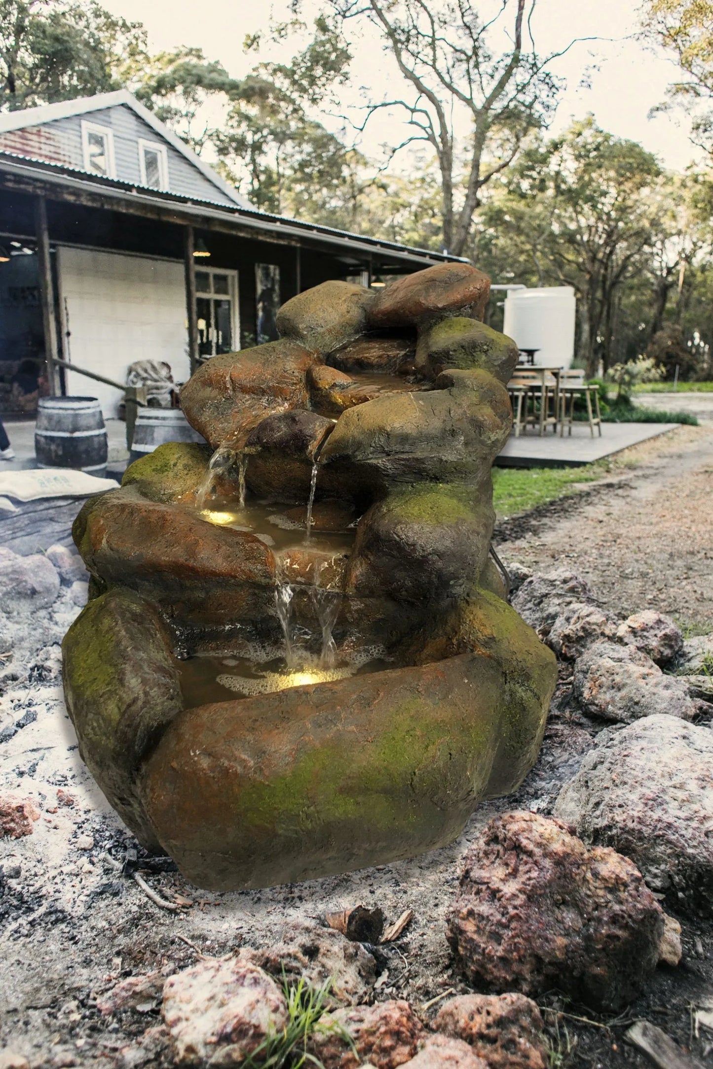 Stonora Natural Stacked Rock LED Light Water Feature