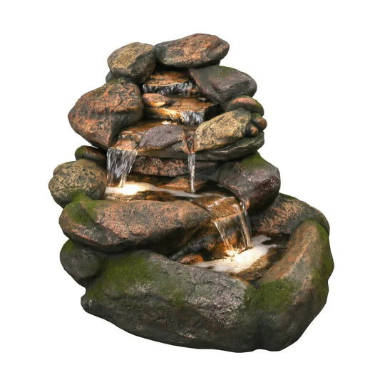 Stonora Natural Stacked Rock LED Light Water Feature