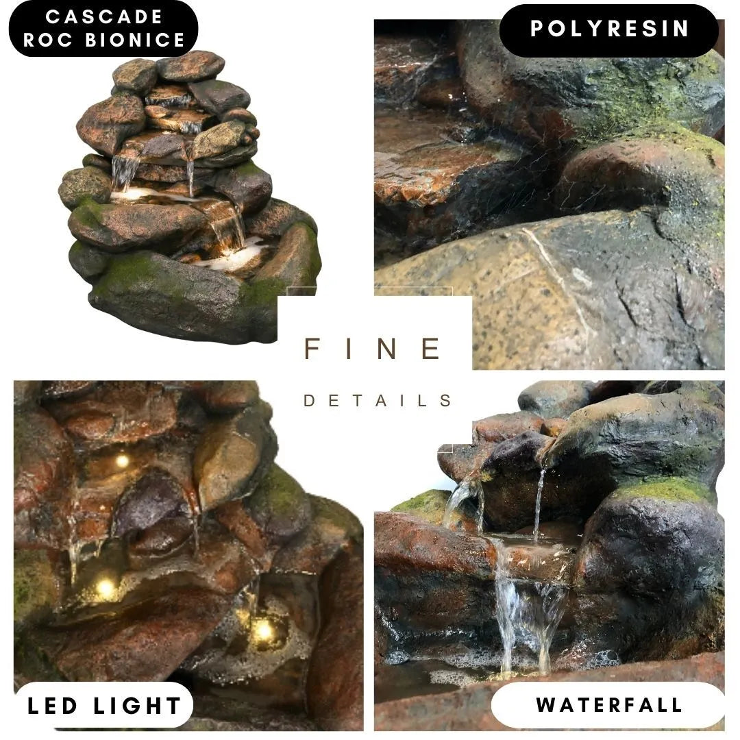 Stonora Natural Stacked Rock LED Light Water Feature