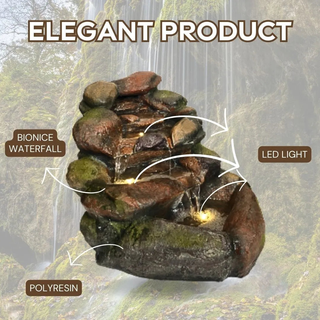 Stonora Natural Stacked Rock LED Light Water Feature