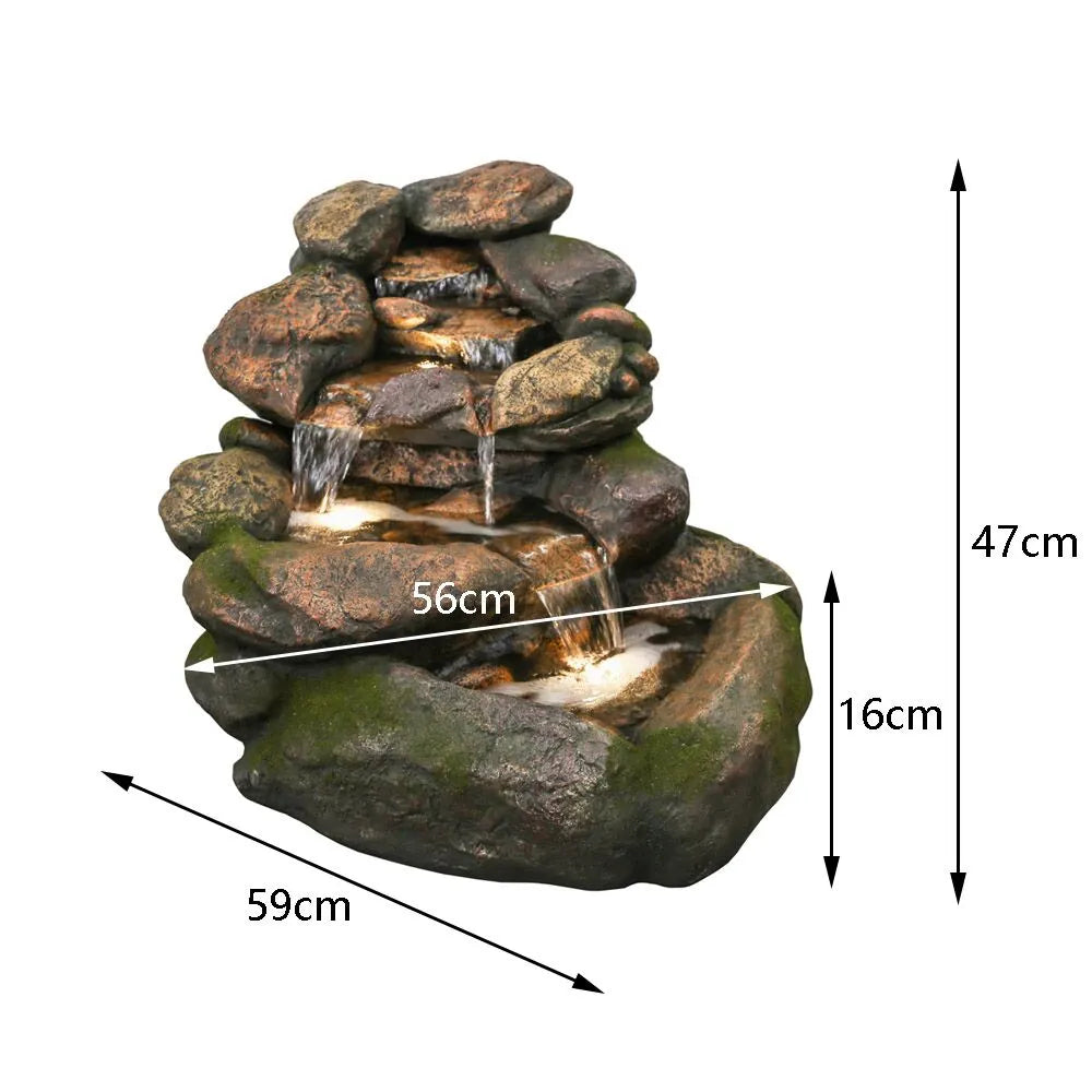 Stonora Natural Stacked Rock LED Light Water Feature