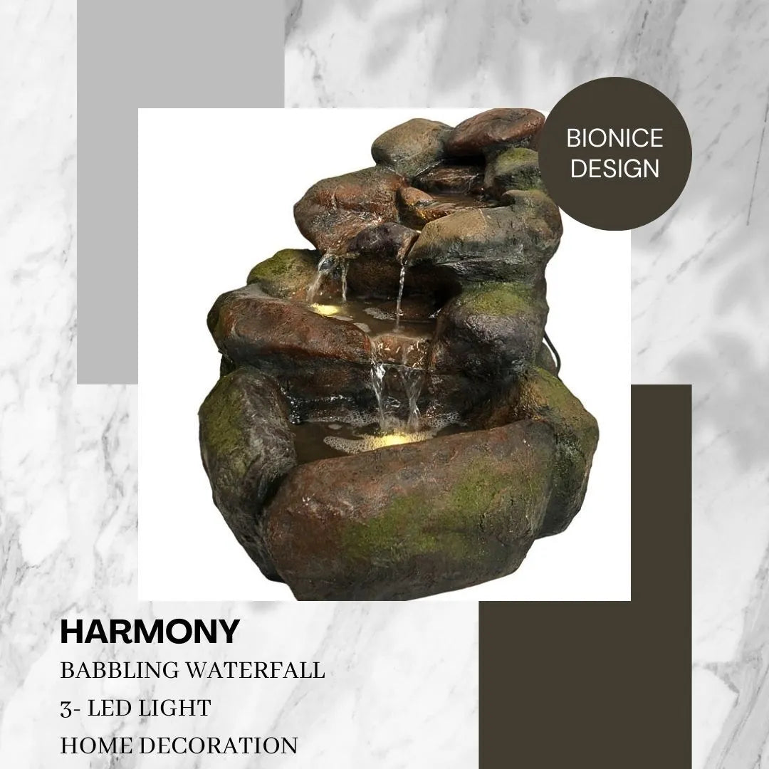 Stonora Natural Stacked Rock LED Light Water Feature