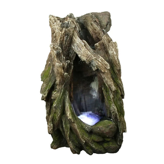Glowfall Hollow Tree Trunk LED Light Water Feature