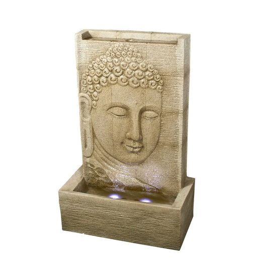 Modern Buddha Face LED Light Wall Water Feature