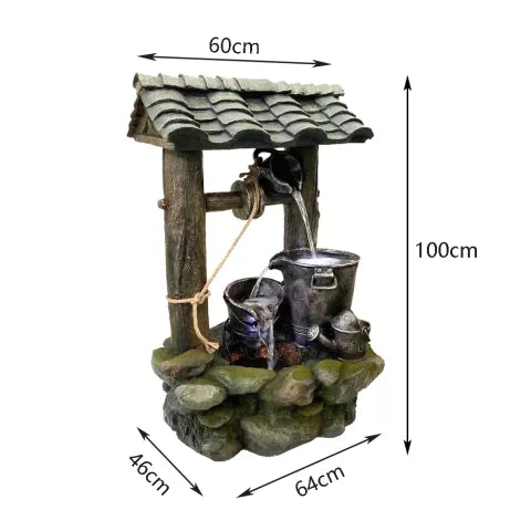 Antique Wishing Well LED Water Feature with Bucket