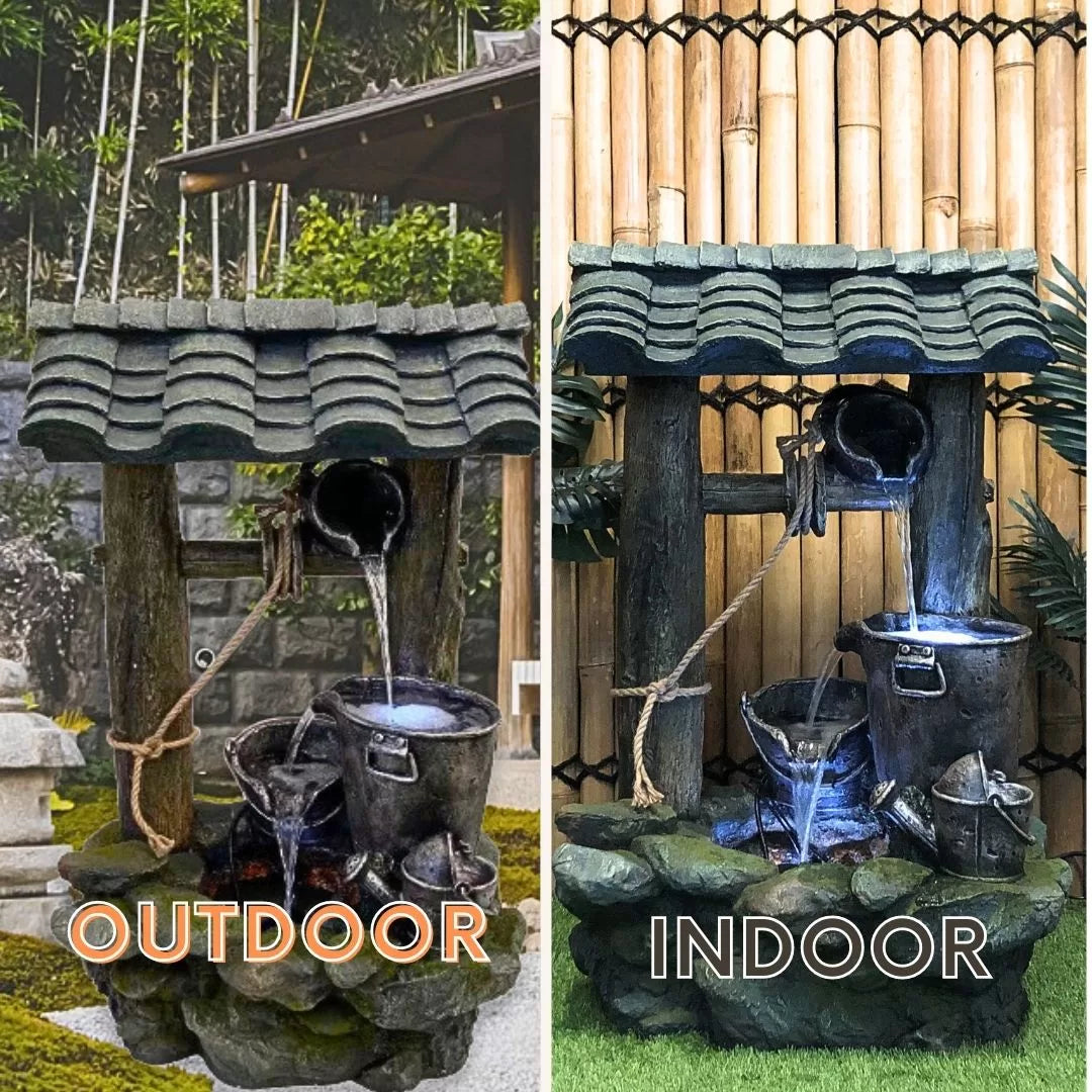 Antique Wishing Well LED Water Feature with Bucket