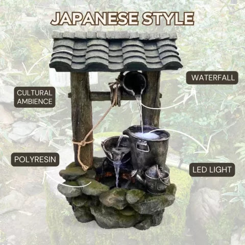 Antique Wishing Well LED Water Feature with Bucket