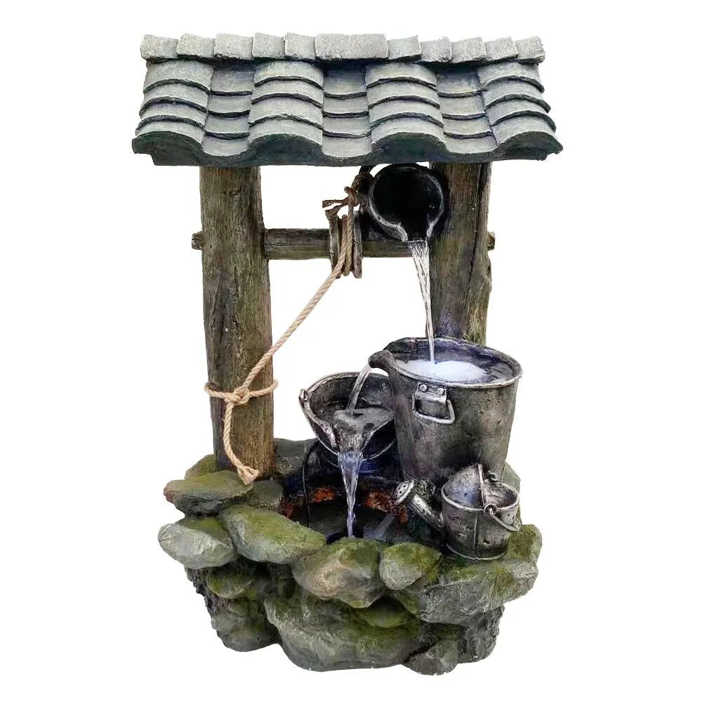 Antique Wishing Well LED Water Feature with Bucket